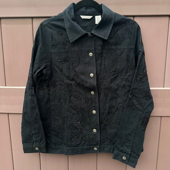 Laura Ashley Jackets & Blazers - Laura Ashley Black Jean Jacket